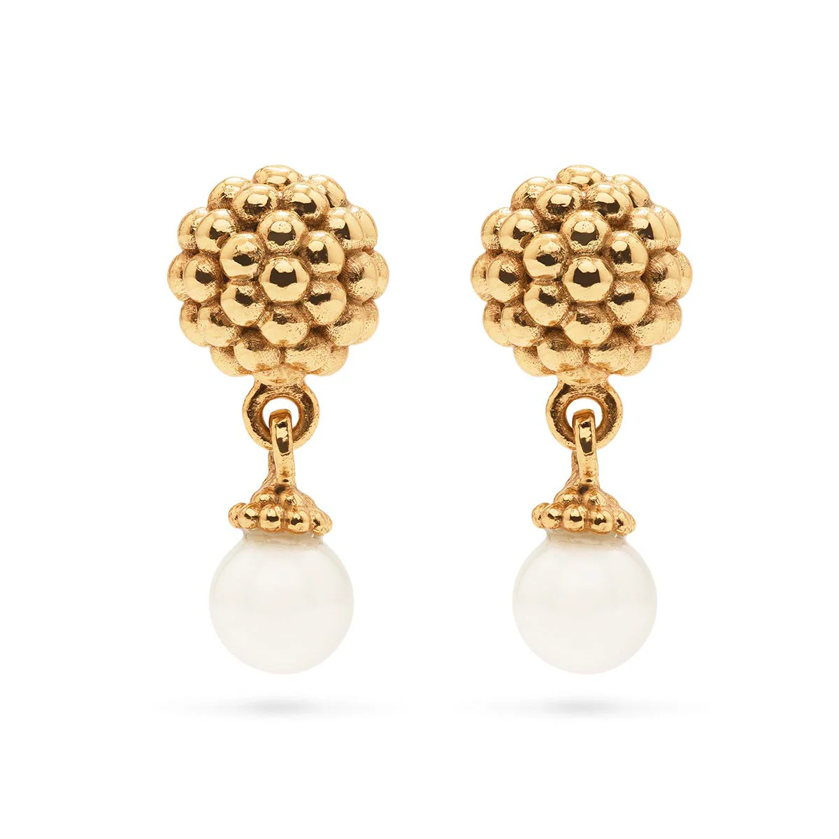 Berry Drop Stud Earrings - Pearl