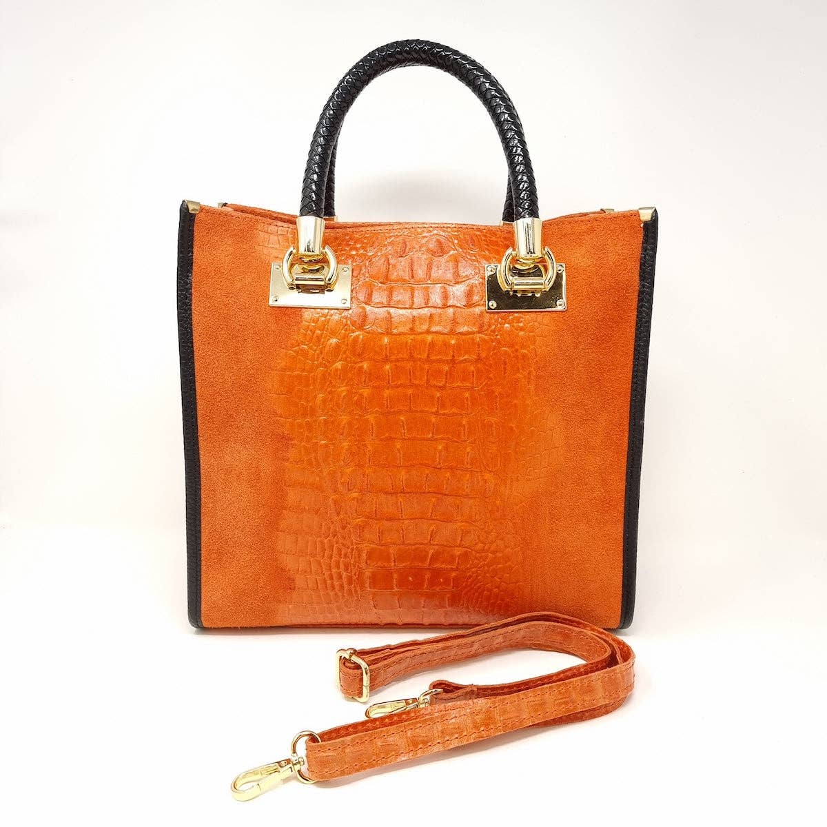 GF13221 GENUINE ITALIAN LEATHER PORTFOLIO BAG: MUSTARD