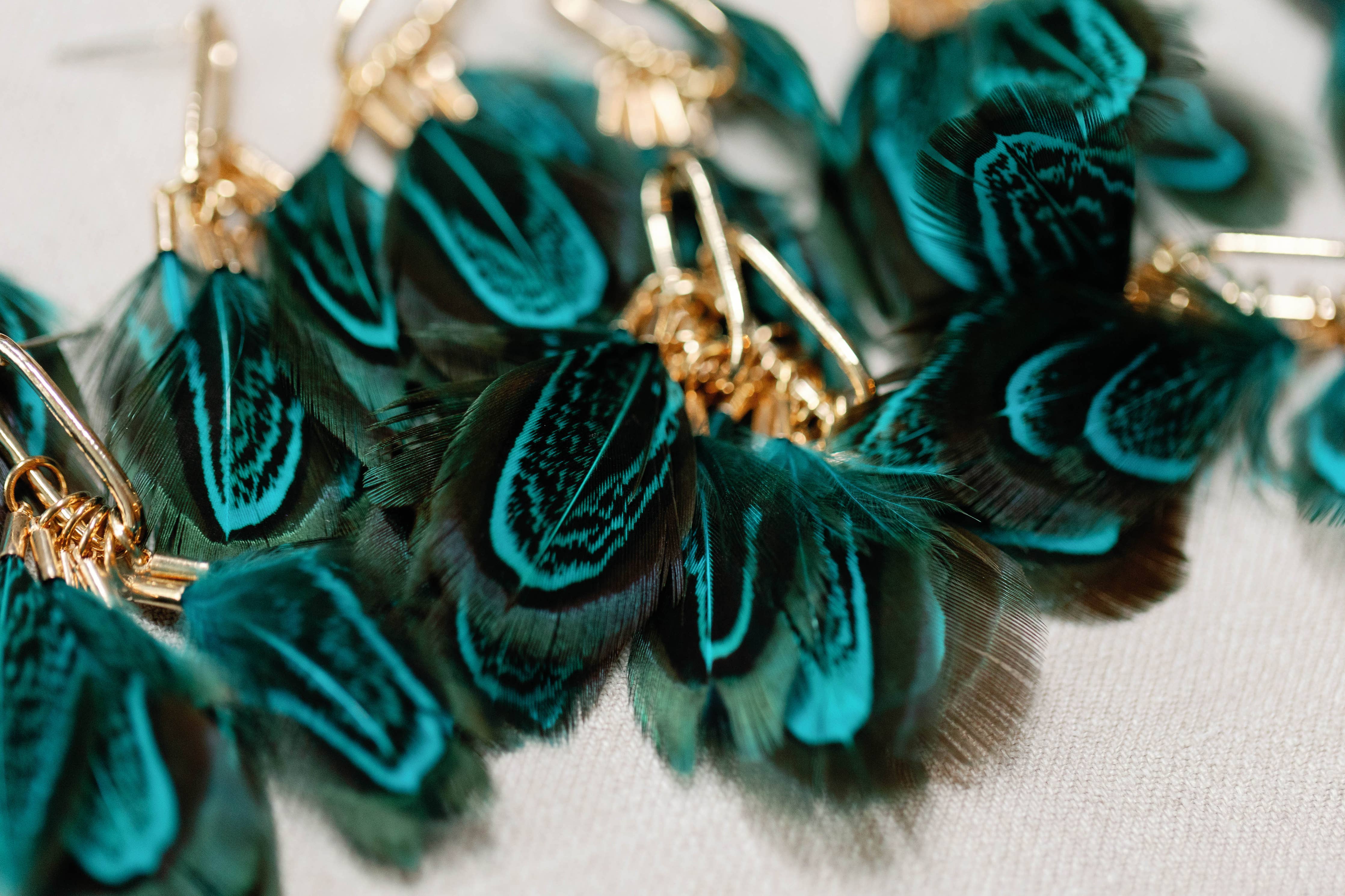 Peacock Feather Statement Tassel Earrings