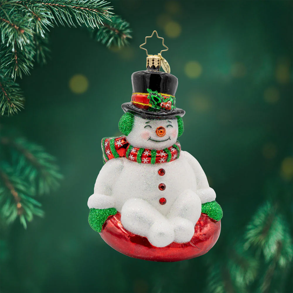 SNOWY SLIDER SNOWMAN ORNAMENT