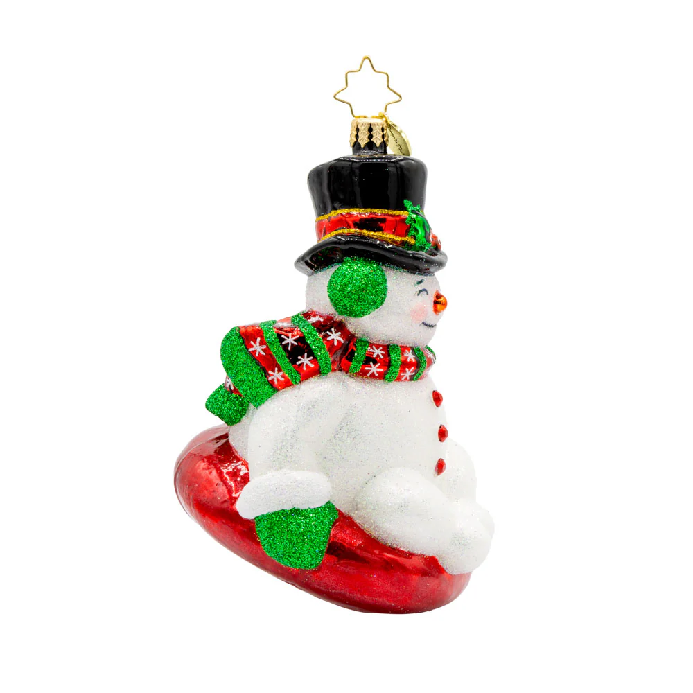 SNOWY SLIDER SNOWMAN ORNAMENT