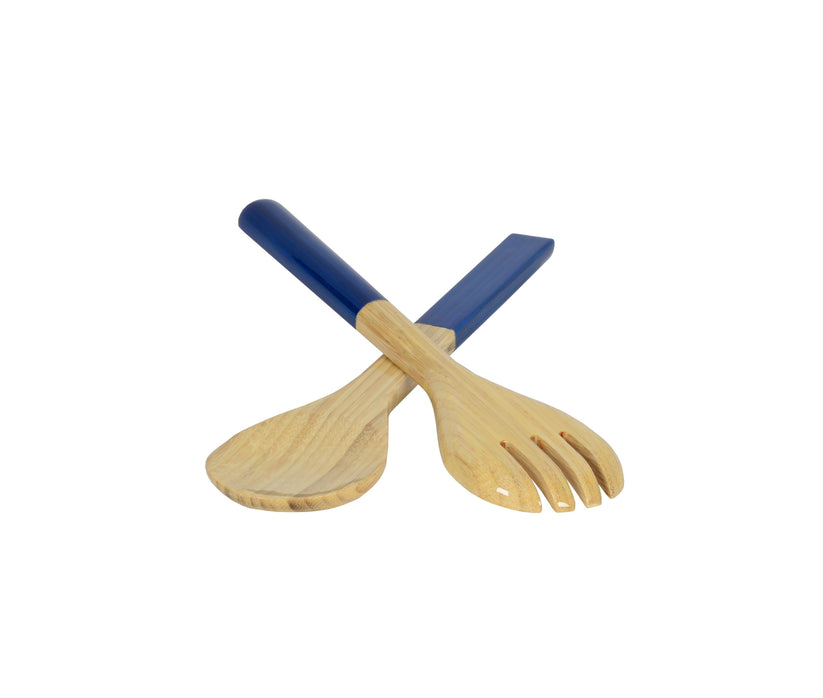 Small Bamboo Salad Servers - Blue