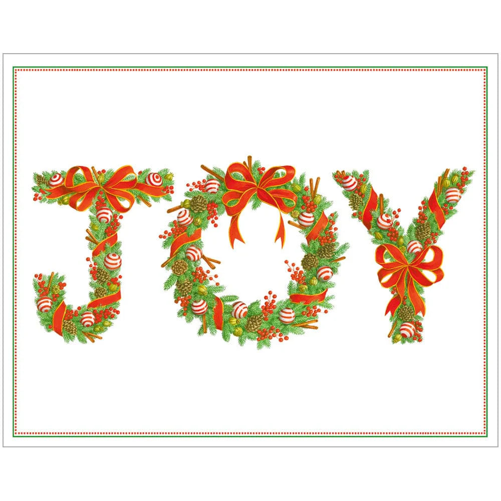 Joy Peppermint Garland Petite Boxed Christmas Cards - CASPARI