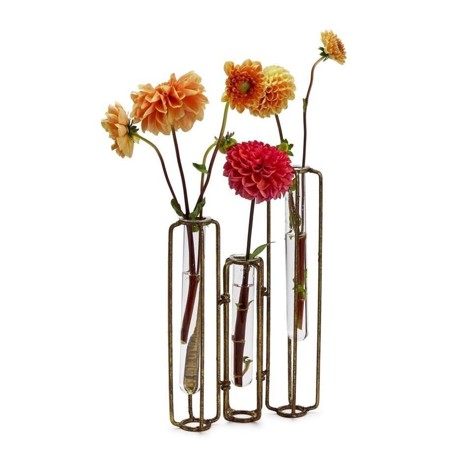 Golden Lavoisier Set of 3 Hinged Flower Vases