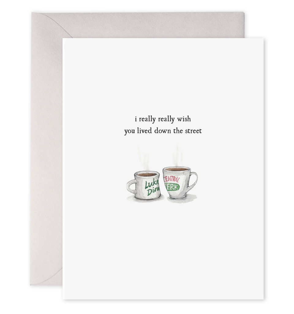Coffee Cups | Love, Friendship, Miss You Greeting Card: 4.25 X 5.5 INCHES