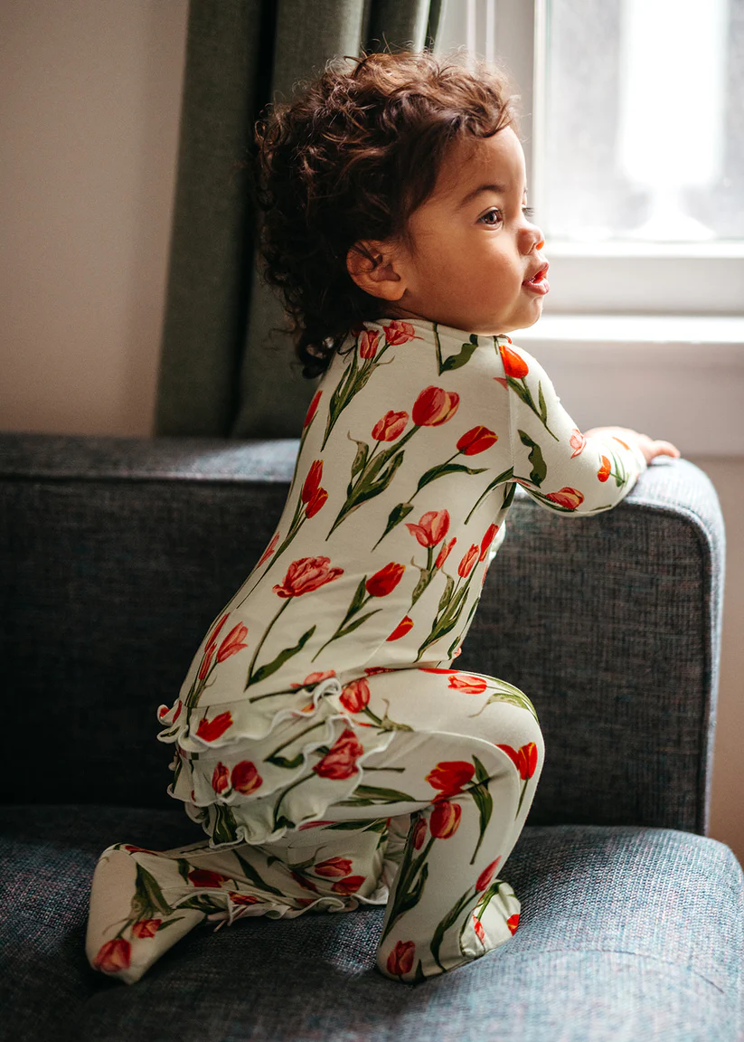 Tulip Luxe Stretch Ruffle Footed Romper 6-9M