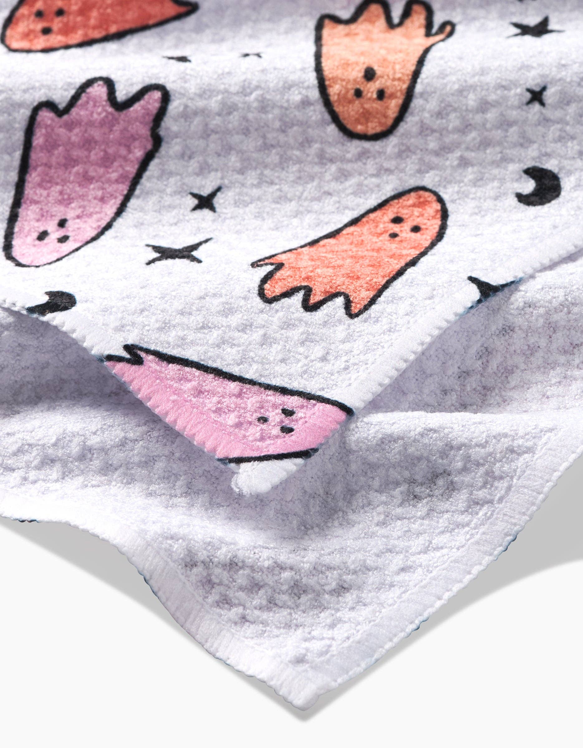 Space Ghosts Pink Orange Tea Towel