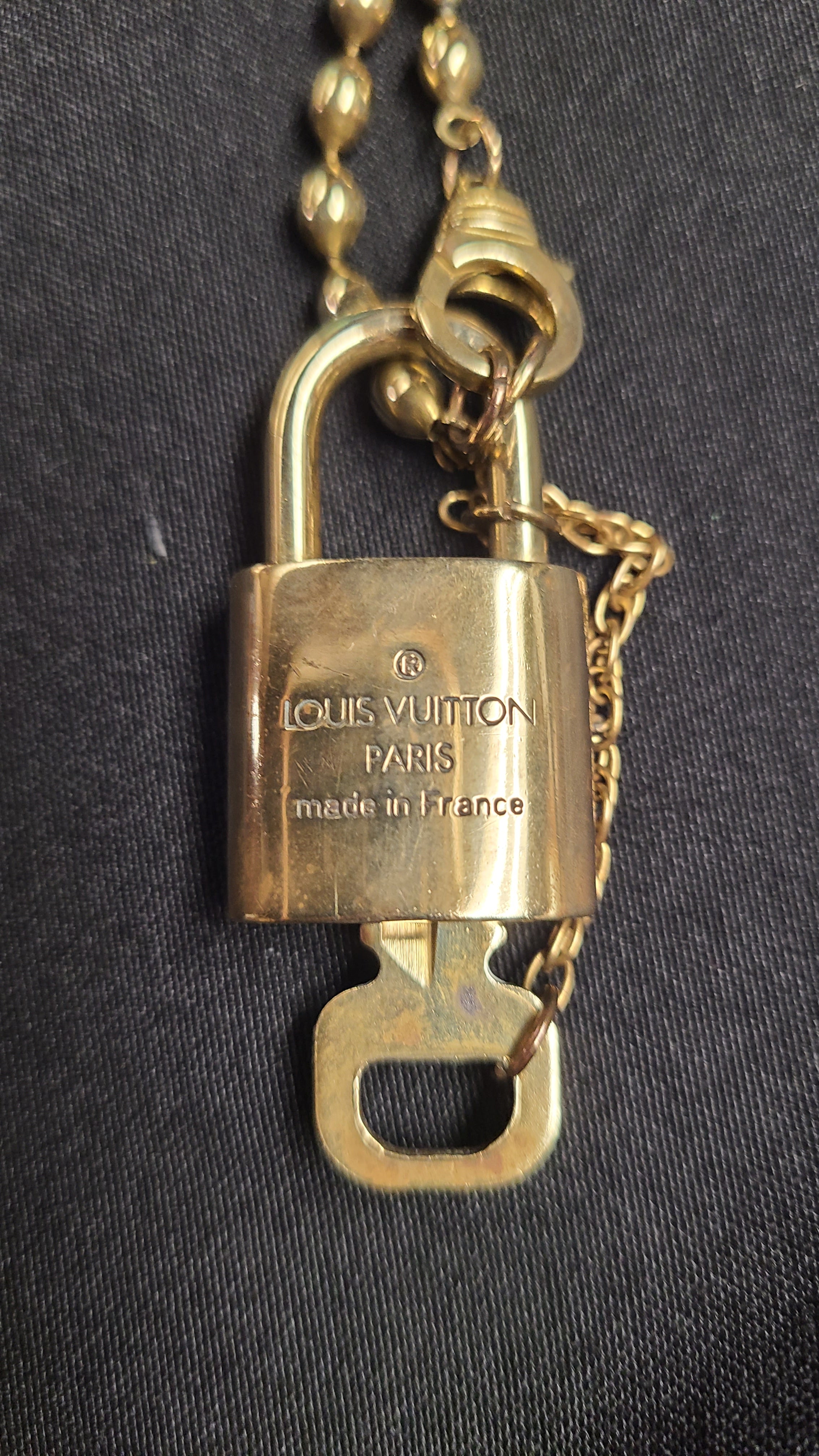 Vintage Louis Vuitton Padlock and Key Necklace-Erin Knight Jewelry