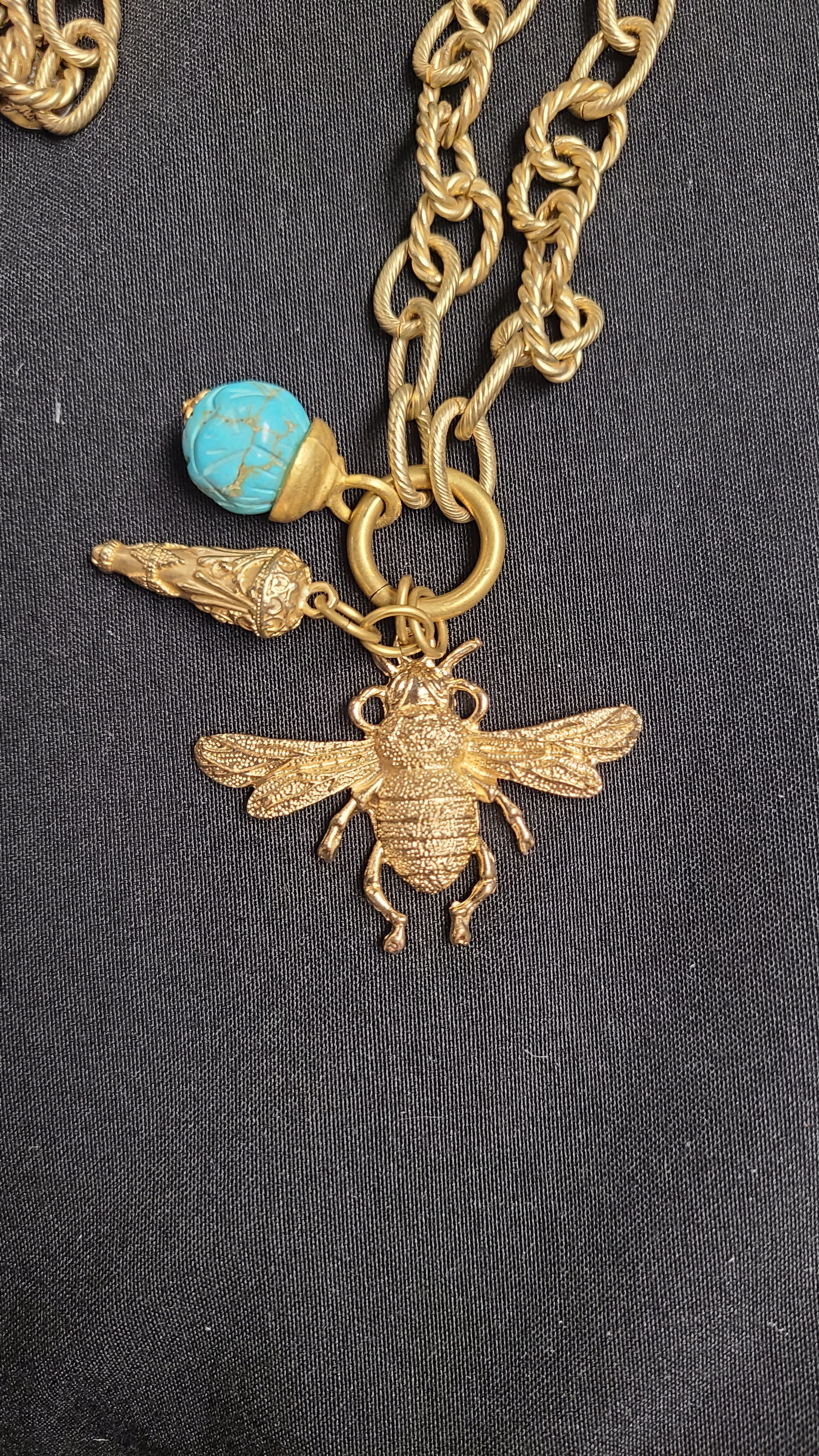 Bee Link Chain Necklace with Charms
