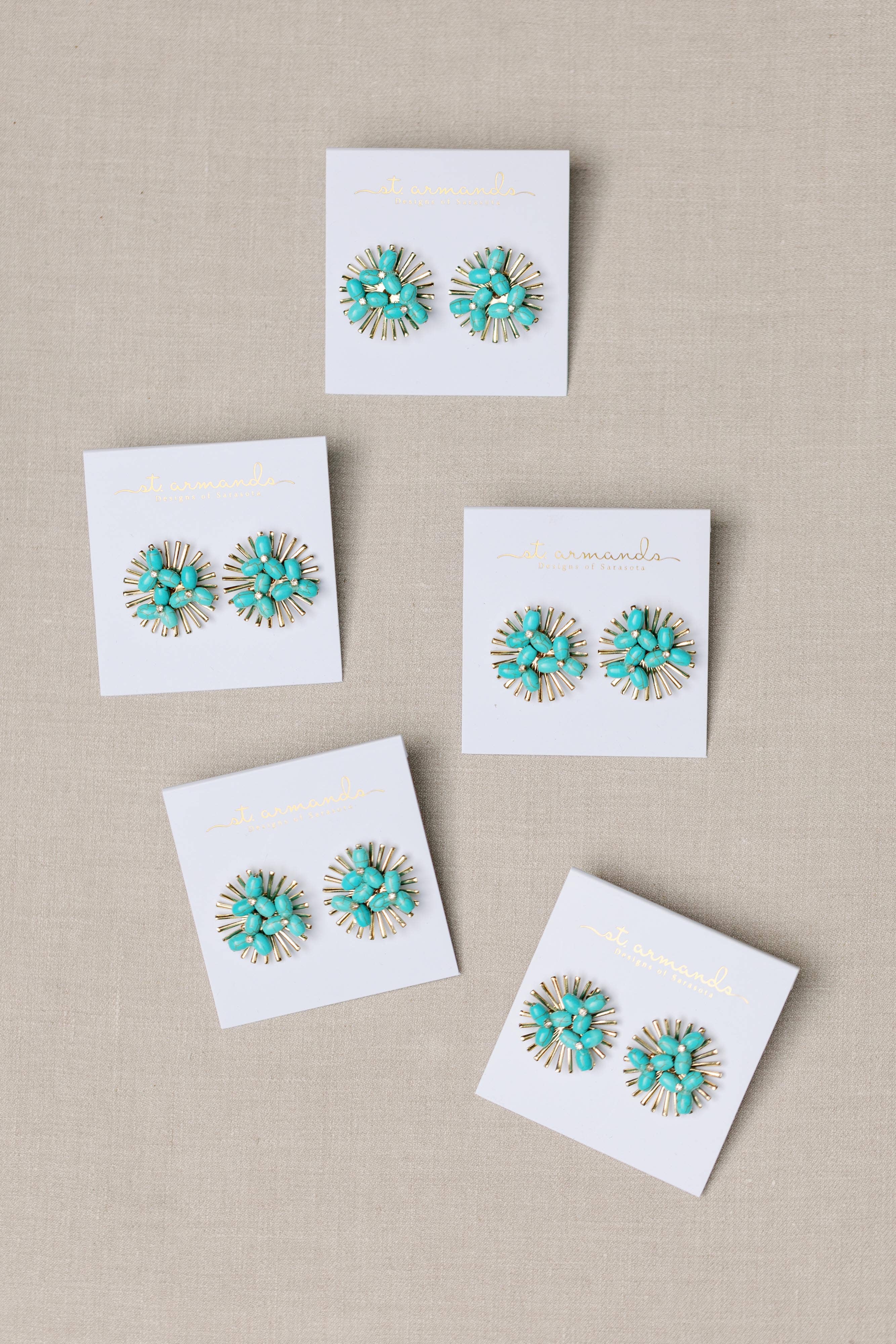 Turquoise Sunburst Statement Stud Earrings