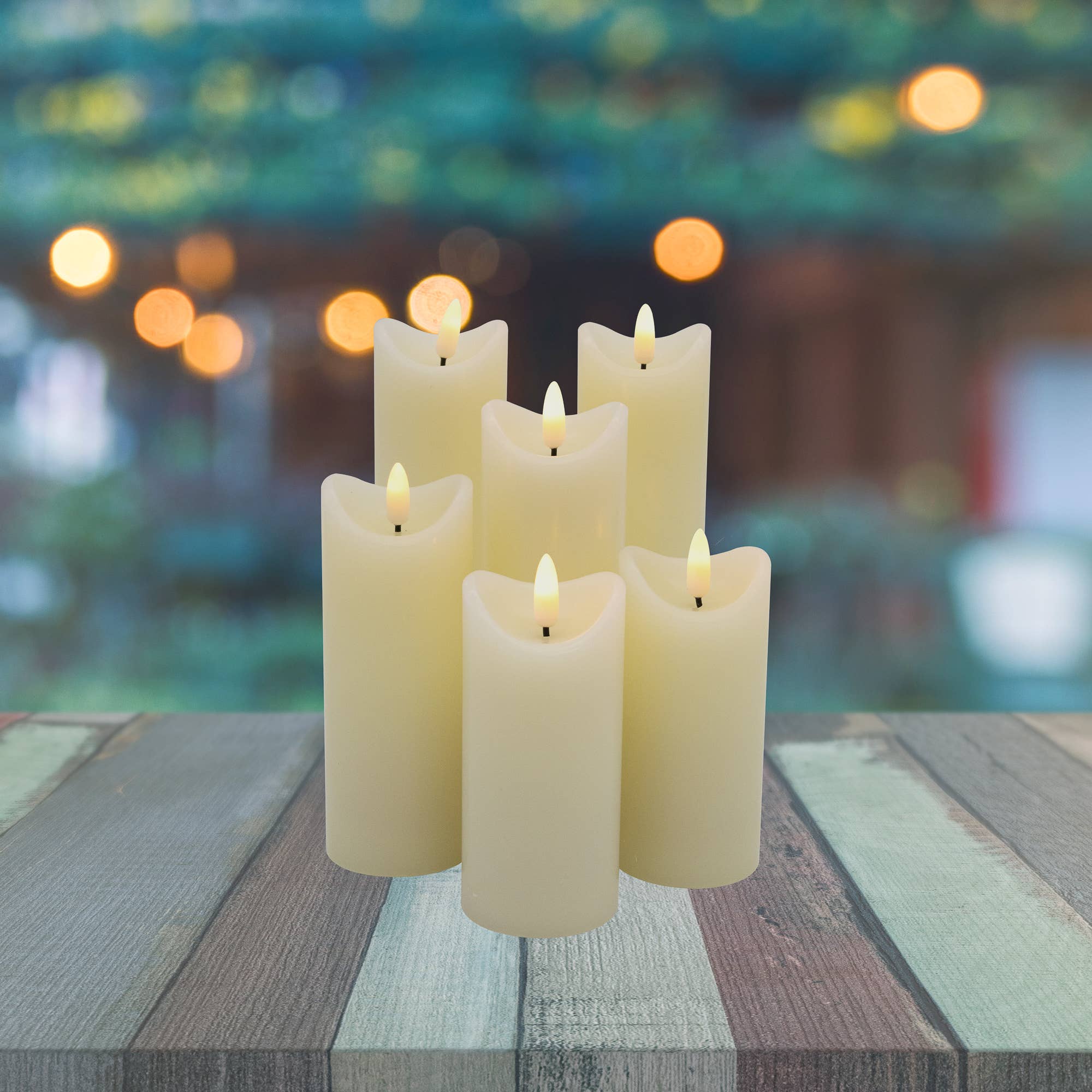 Battery Operated 3D Wick Flame LED Candles - Set of 6