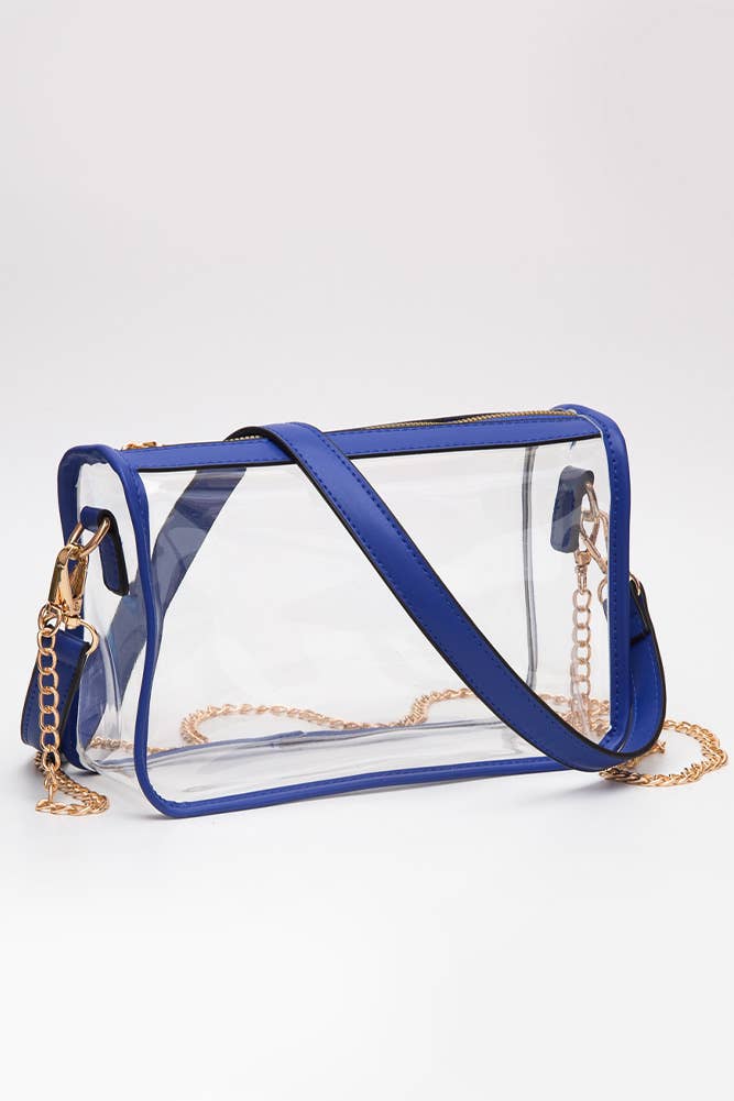 Clear Rectangle Stadium Concert Crossbody Bag: Royal Blue