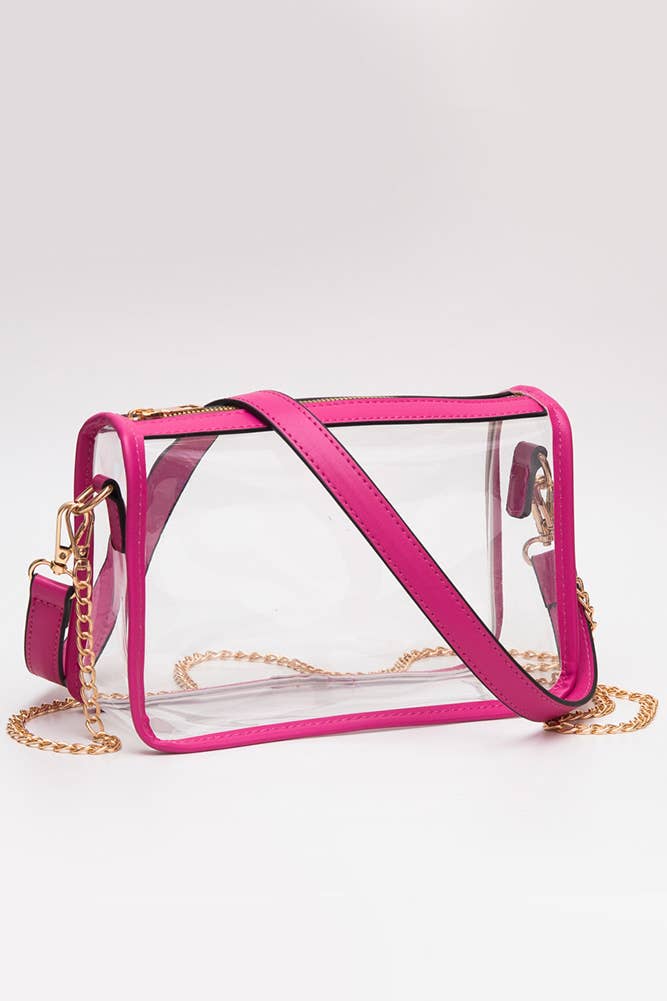 Clear Rectangle Stadium Concert Crossbody Bag: Royal Blue