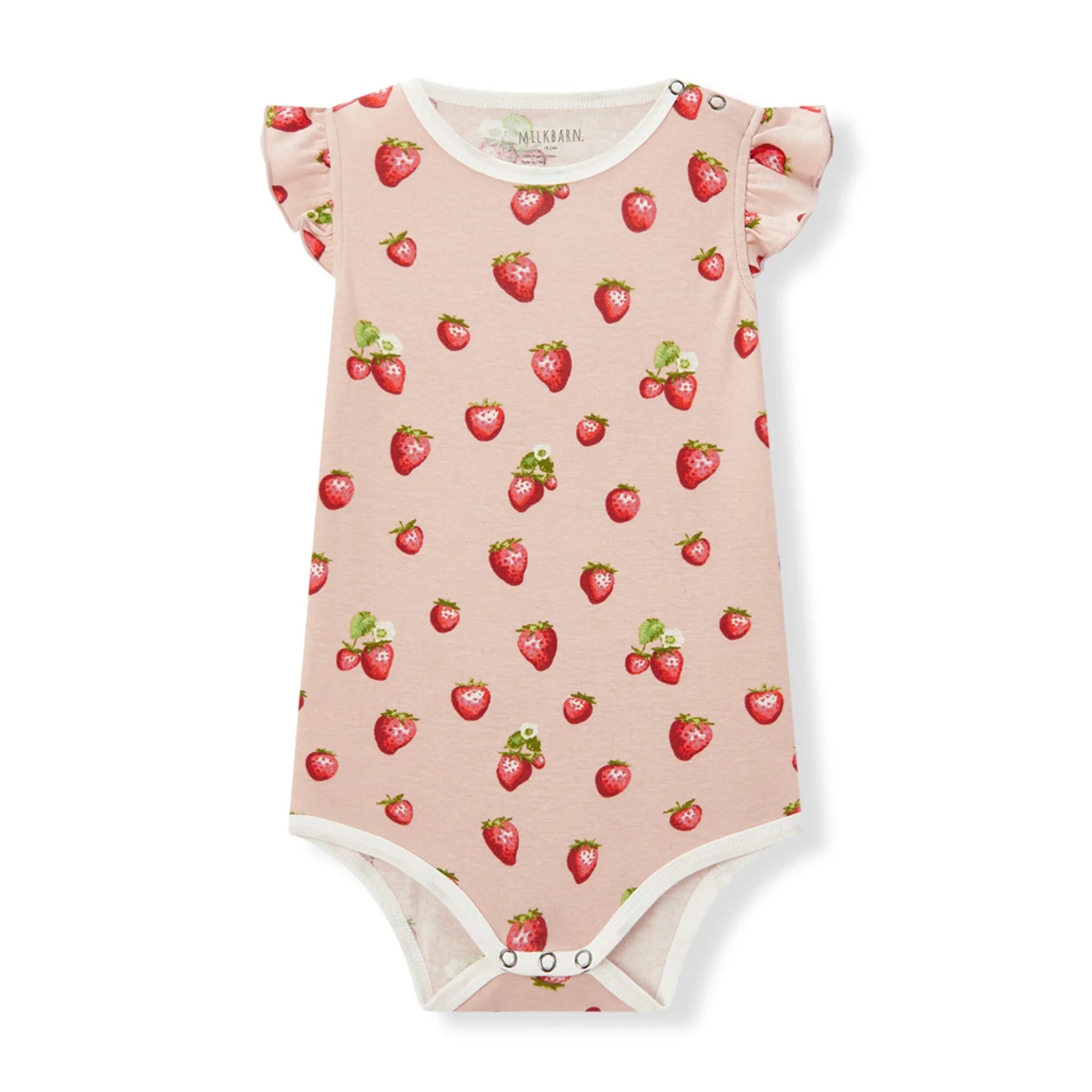 Strawberry Organic Cotton Ruffle Baby One Piece 6-12 mo