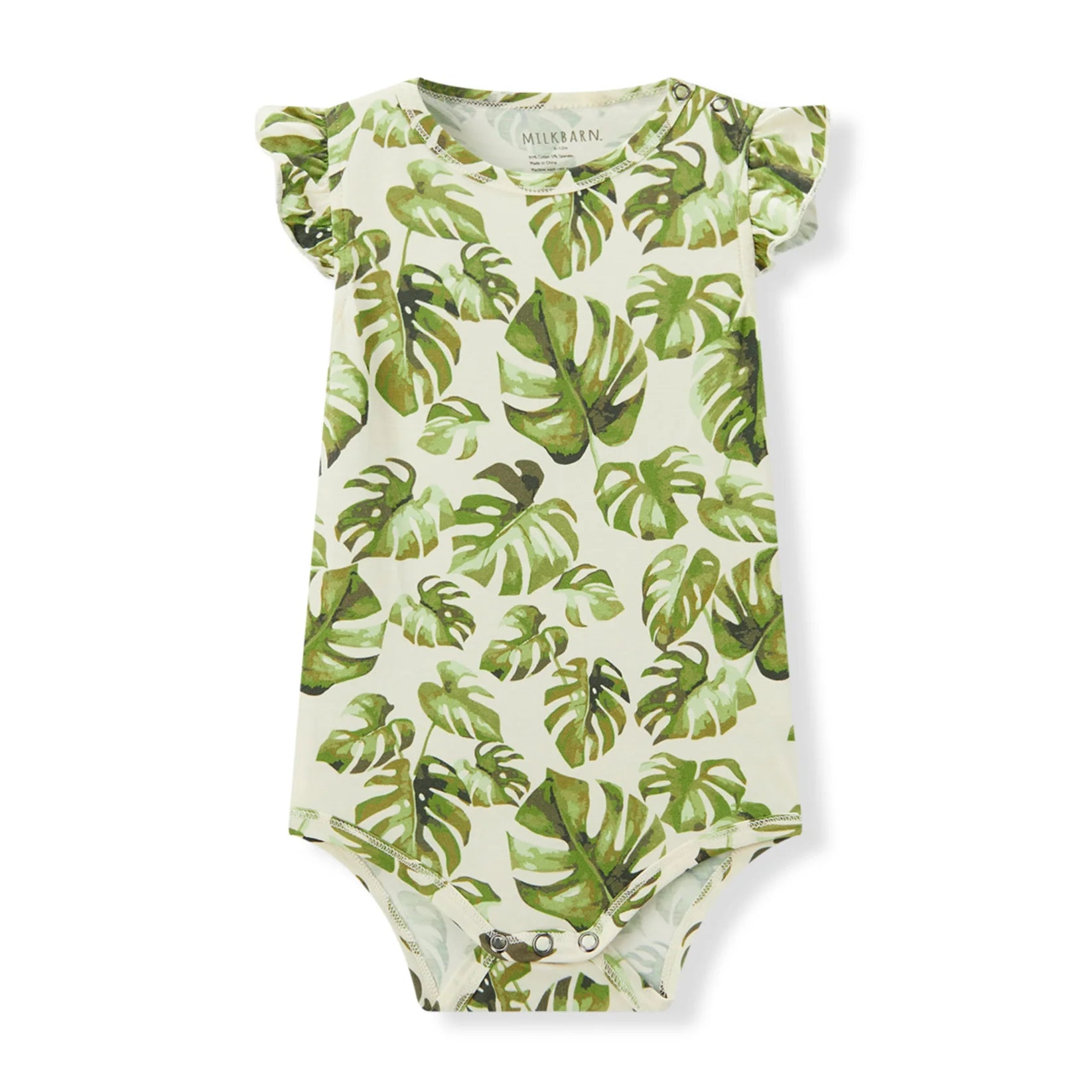 Island Leaf Cotton Stretch Ruffle Baby One Piece 12-18 mo