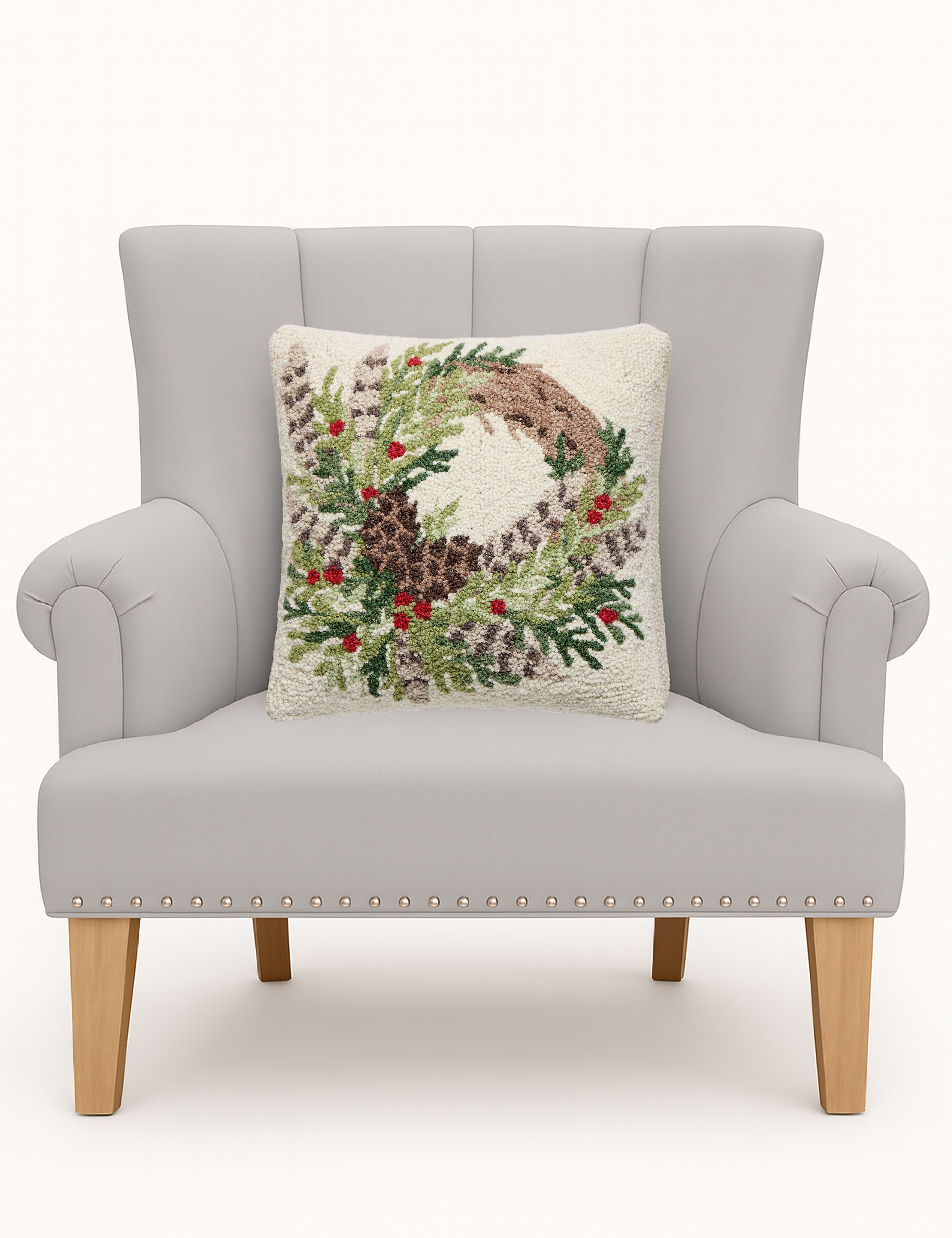 Pheasant Feather Wreath Hook Pillow