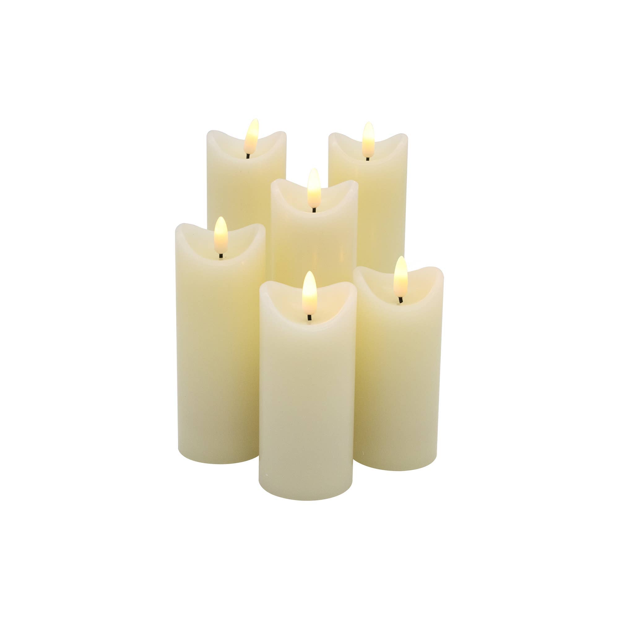 Battery Operated 3D Wick Flame LED Candles - Set of 6