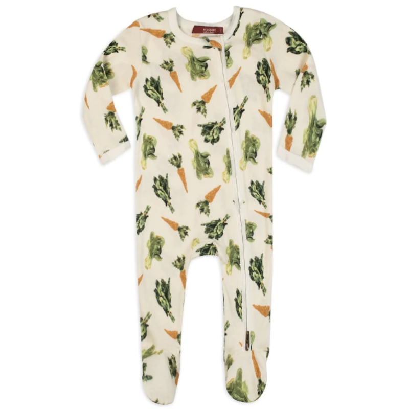 Fresh Veggies Organic Cotton Zipper Footed Romper