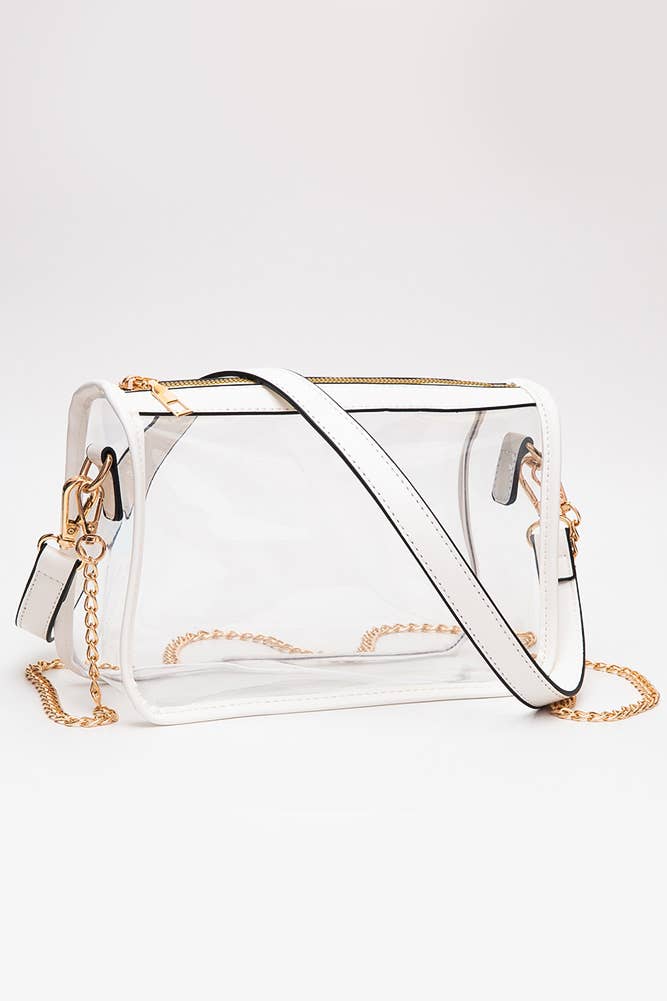 Clear Rectangle Stadium Concert Crossbody Bag: Royal Blue