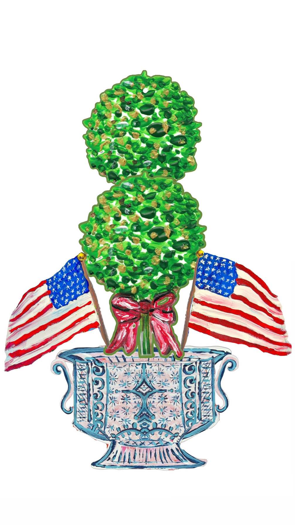 Patriotic Topiary in Ginger Jar Door