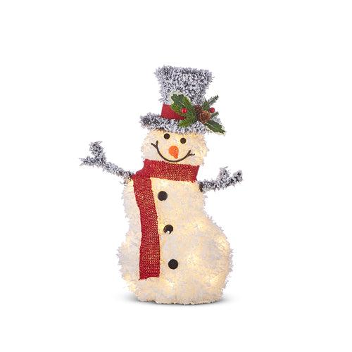 Flocked Lighted Snowman