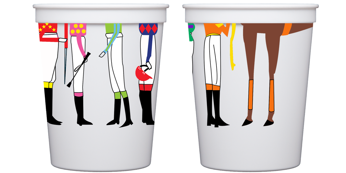 Kentucky Derby Jockey/Horse Legs White Plastic Cup 10 Pack