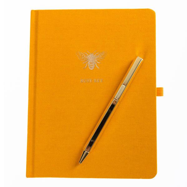 La Petite Presse Bee Fabric-Bound Journal with Pen