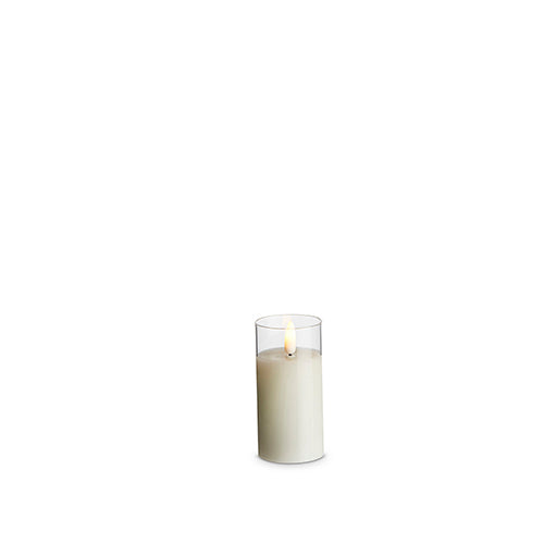 Glass Battery Pillar Candle Ivory 2x4