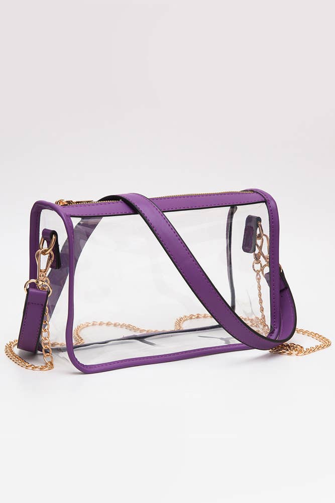 Clear Rectangle Stadium Concert Crossbody Bag: Royal Blue