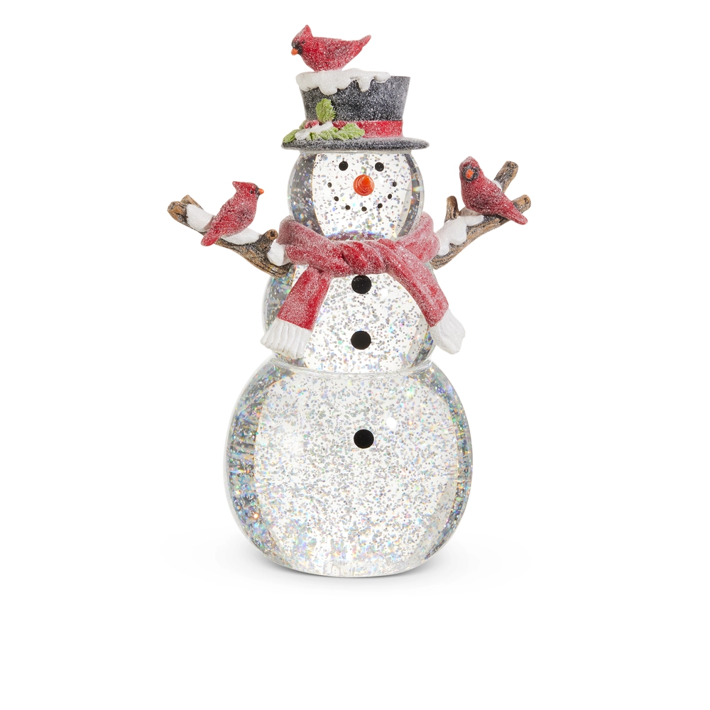 Lighted Snowman with Silver Swirling Glitter