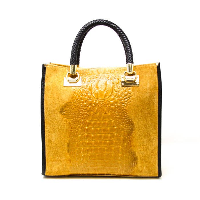 GF13221 GENUINE ITALIAN LEATHER PORTFOLIO BAG: MUSTARD