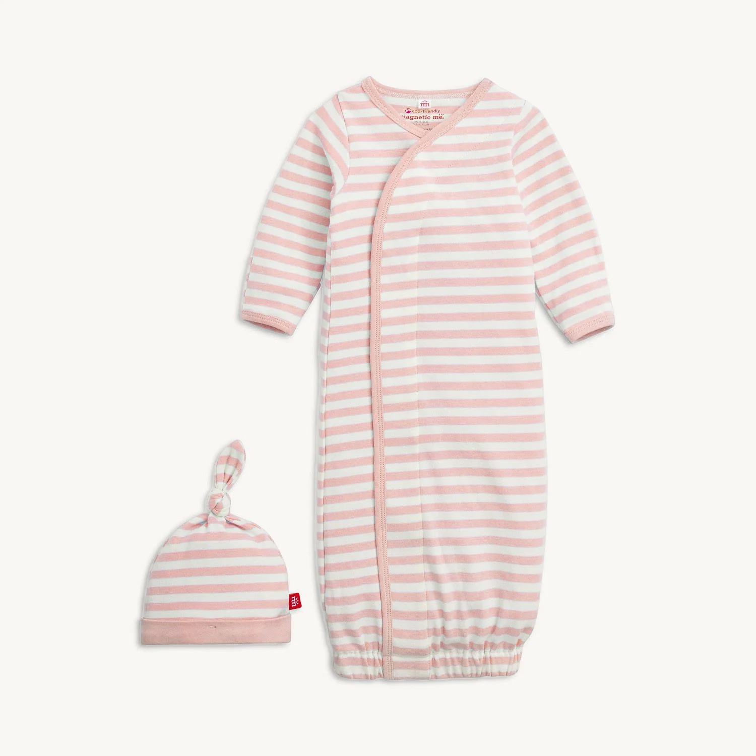 Pink Stripe Gown and Hat Set NB-3M-Magnetic Me