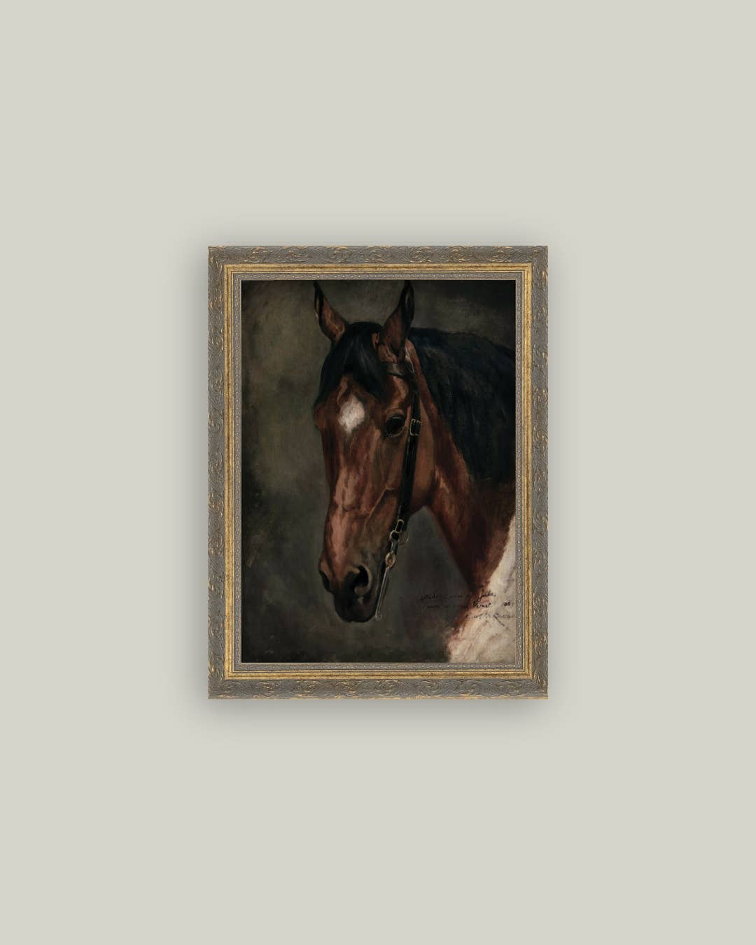 Horse Portrait Framed Antique Art: 12x16