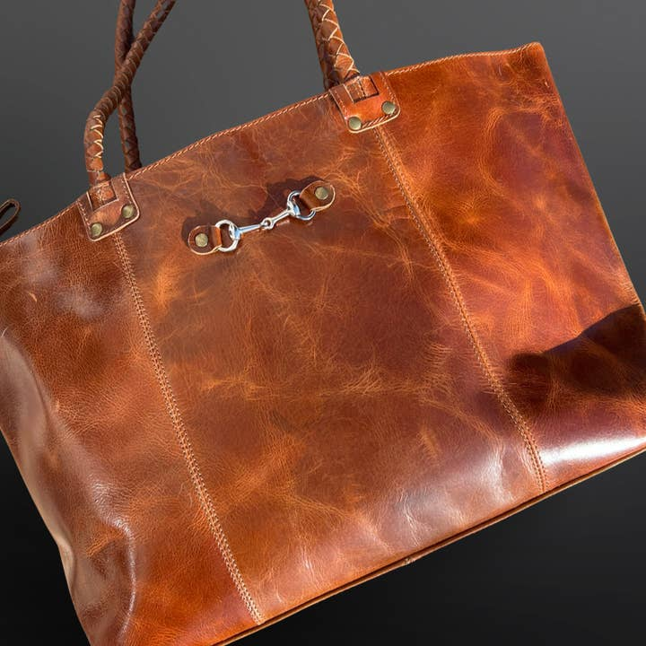 Equestrian Snaffle Bit Leather Tote