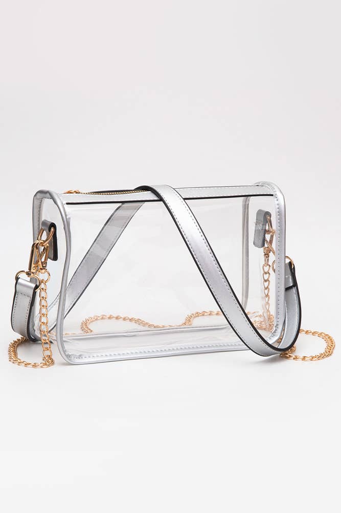 Clear Rectangle Stadium Concert Crossbody Bag: Royal Blue