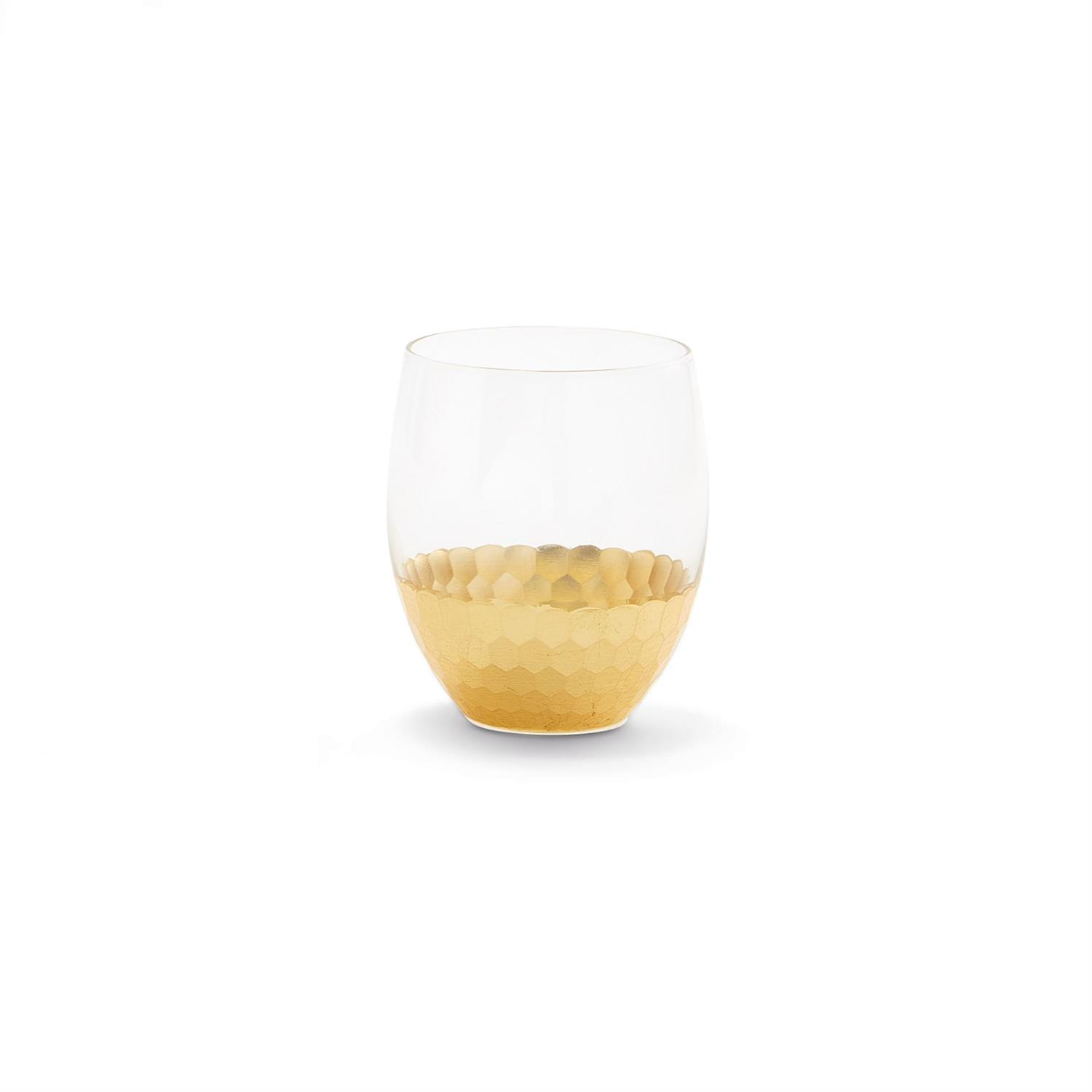 Gold Faceted Stemless Glass