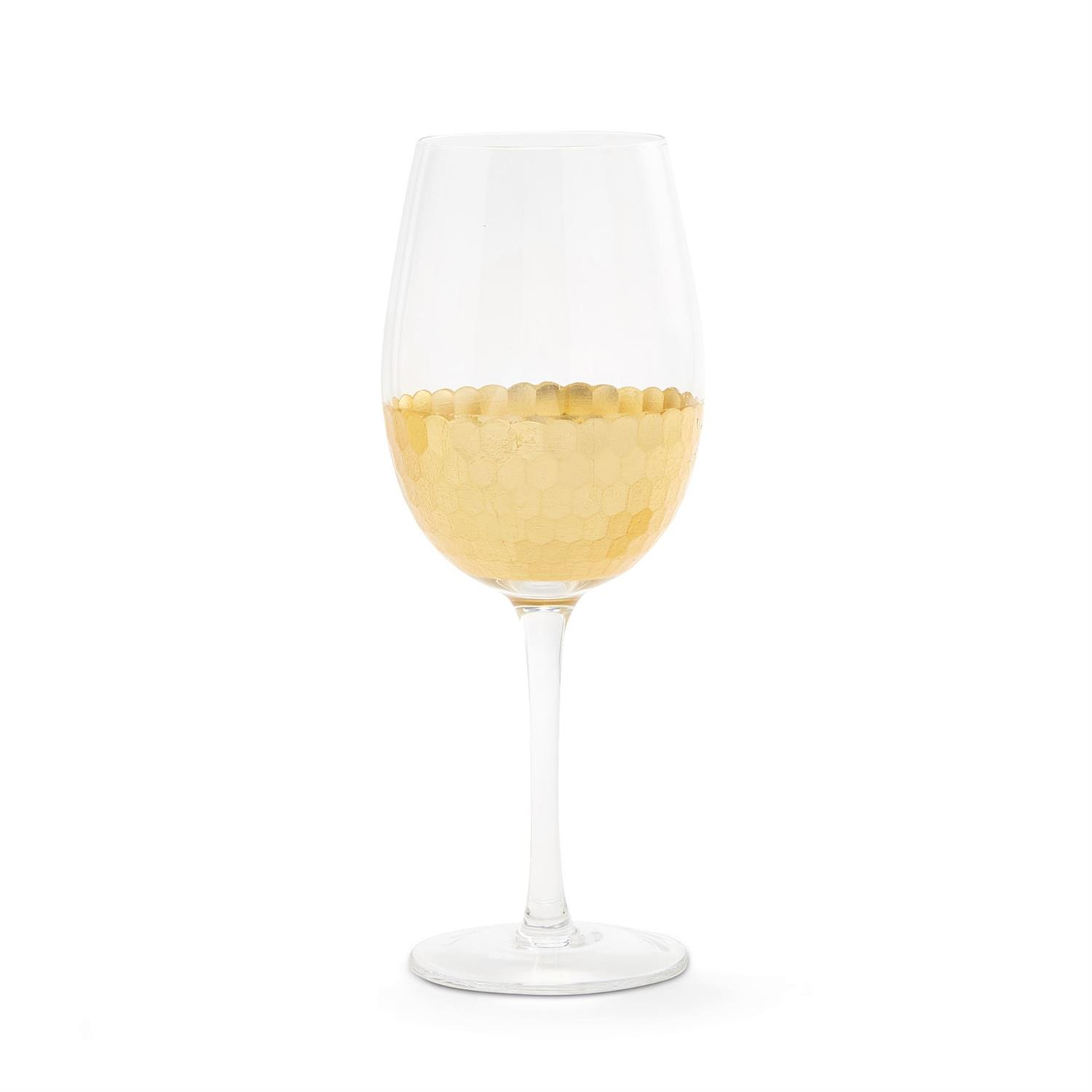 Gold Faceted Wine Glass