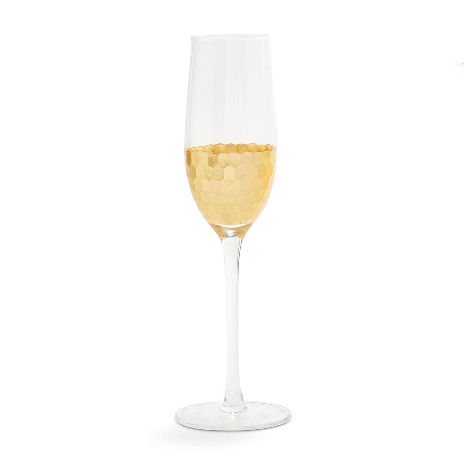 Gold Faceted Champagne Flute
