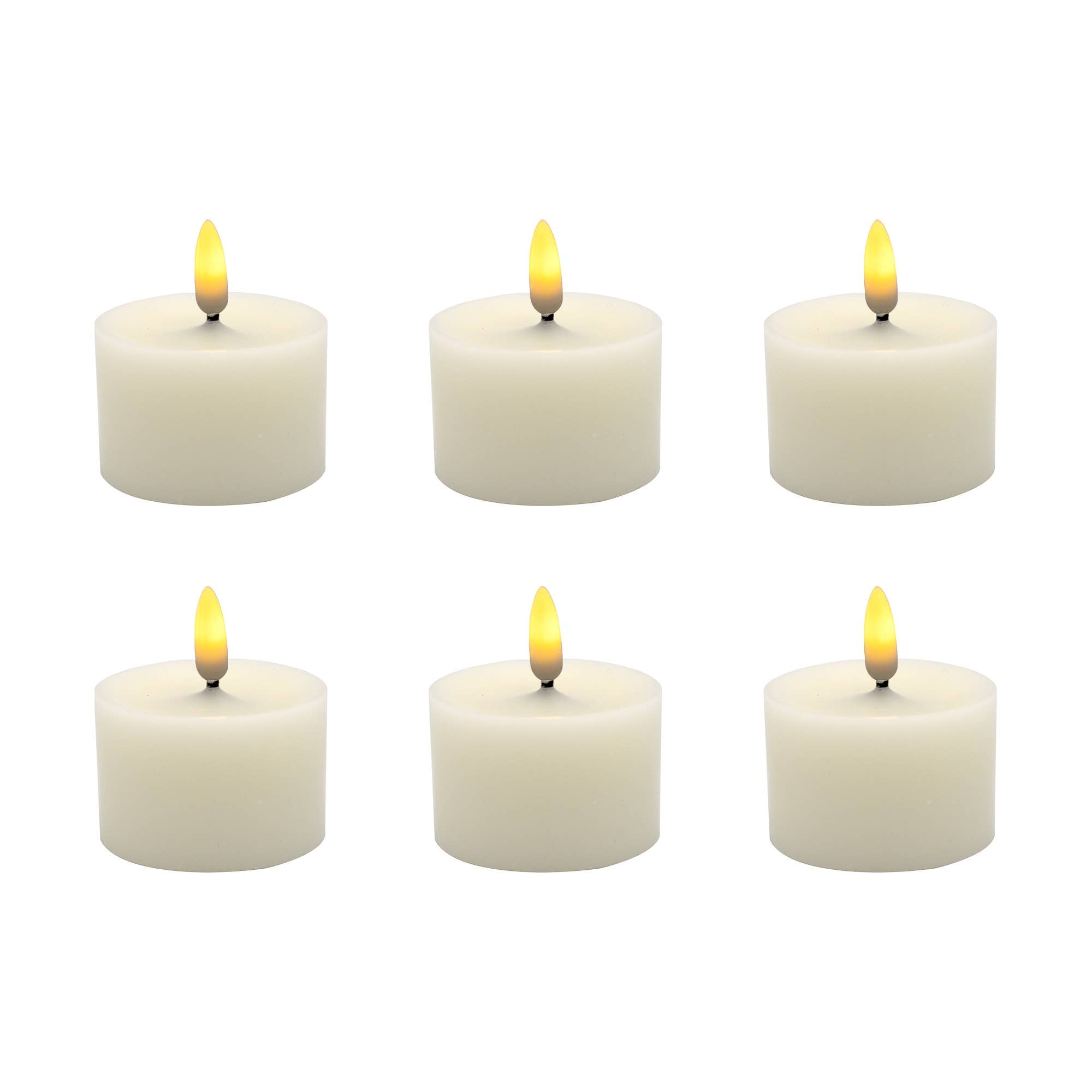 Battery Operated LED 3D Wick Flame Wax Candles (set of 6)