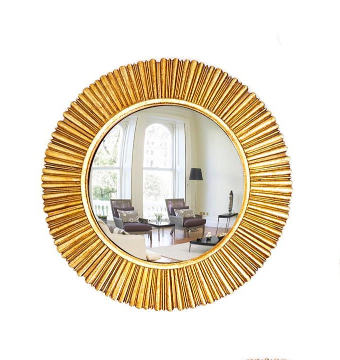 Gold Leaf Convex Wall Mirror - Medium