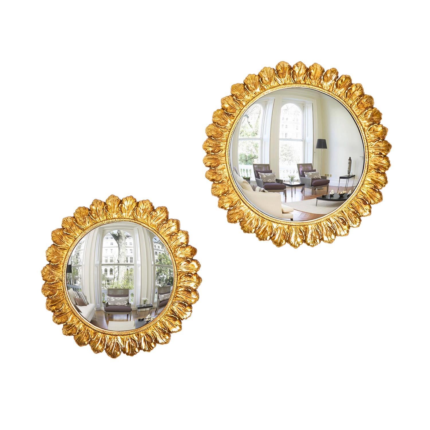 Gold Leaf Convex Wall Mirror Large