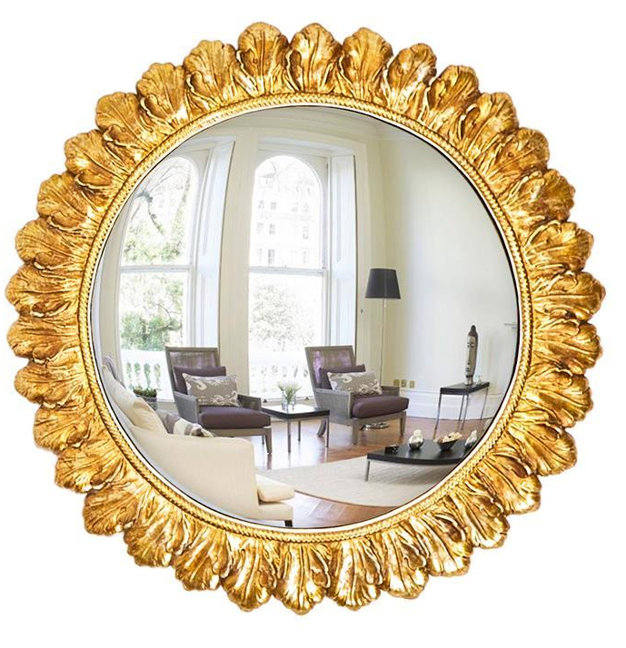 Gold Leaf Convex Wall Mirror- large