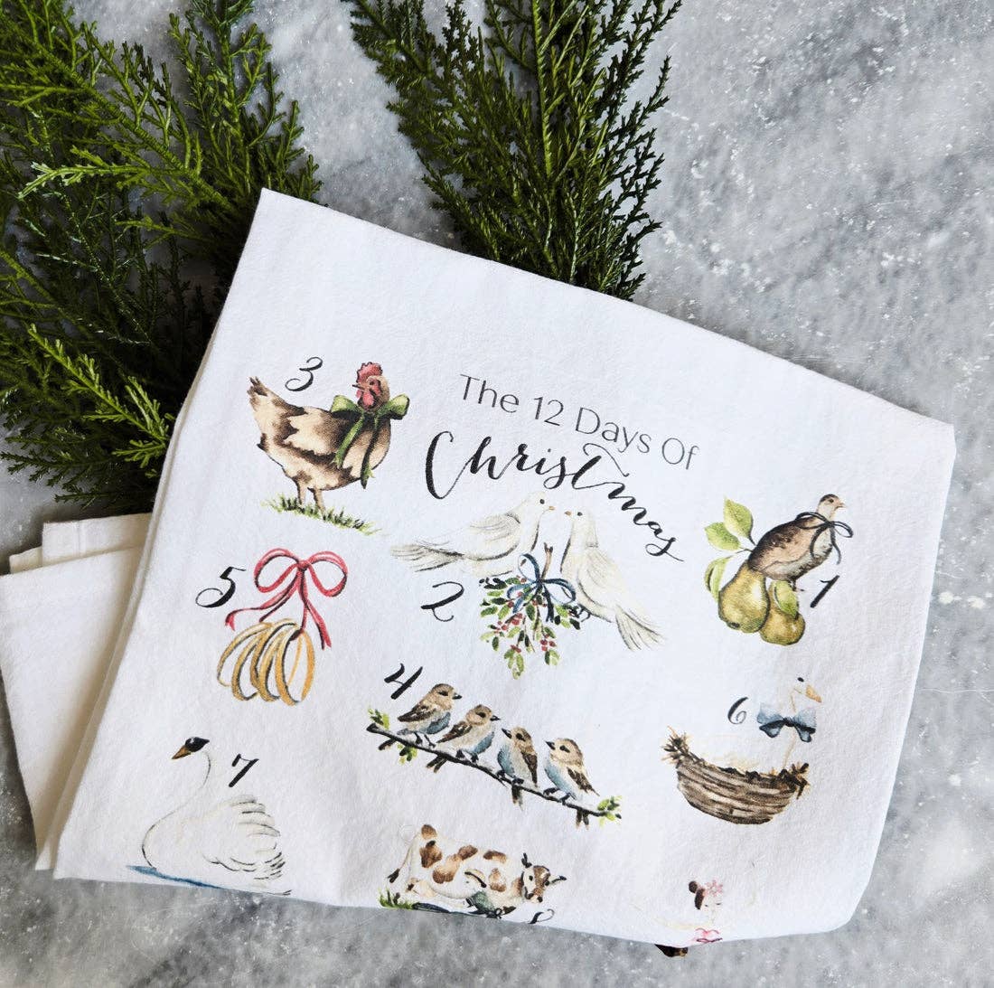 Tea Towel - 12 Days of Christmas