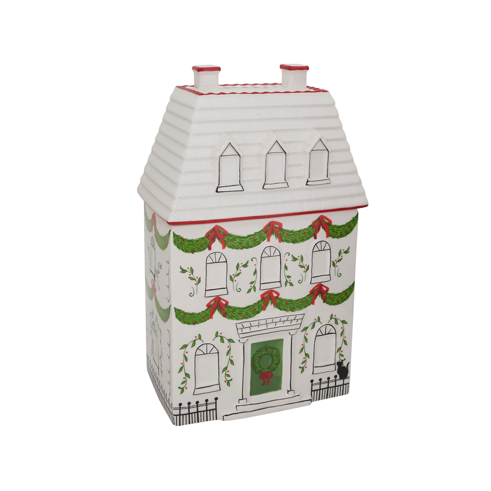Holiday Village Cookie Jar House – 7" x 5" x 12"