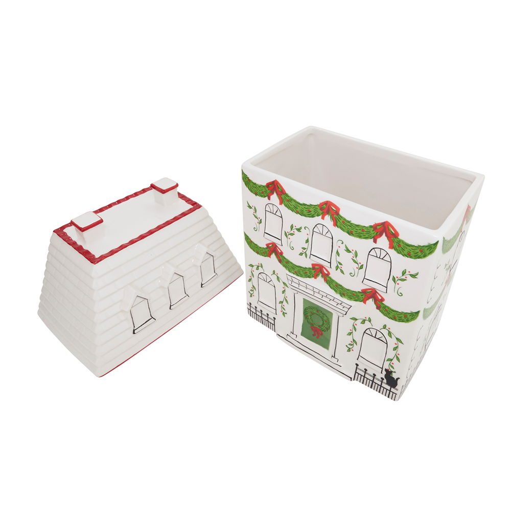 Holiday Village Cookie Jar House – 7" x 5" x 12"