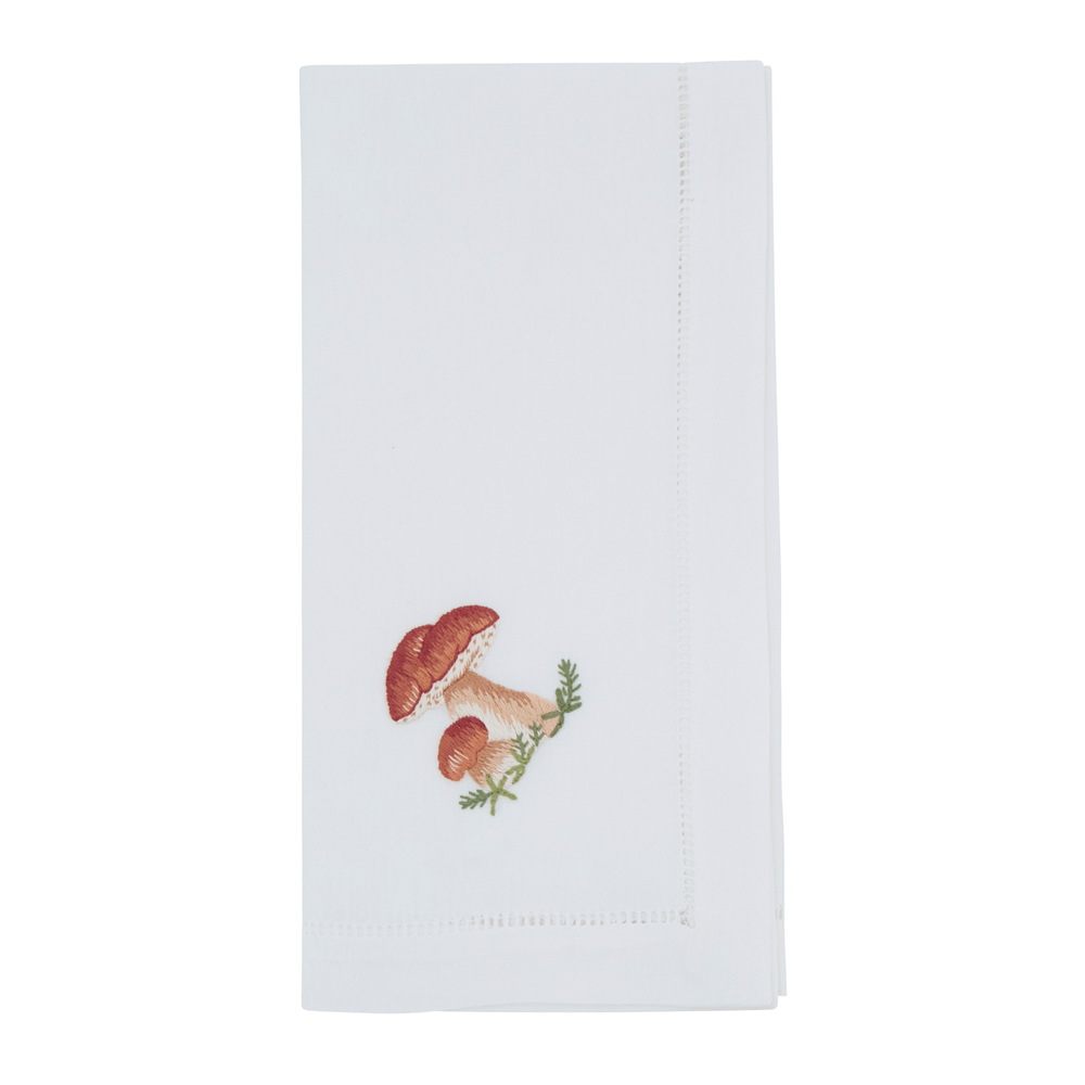 Embroidered Mushroom Napkin - 20" Square