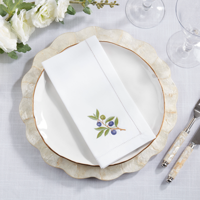 Embroidered Olive Napkin – 20" Square