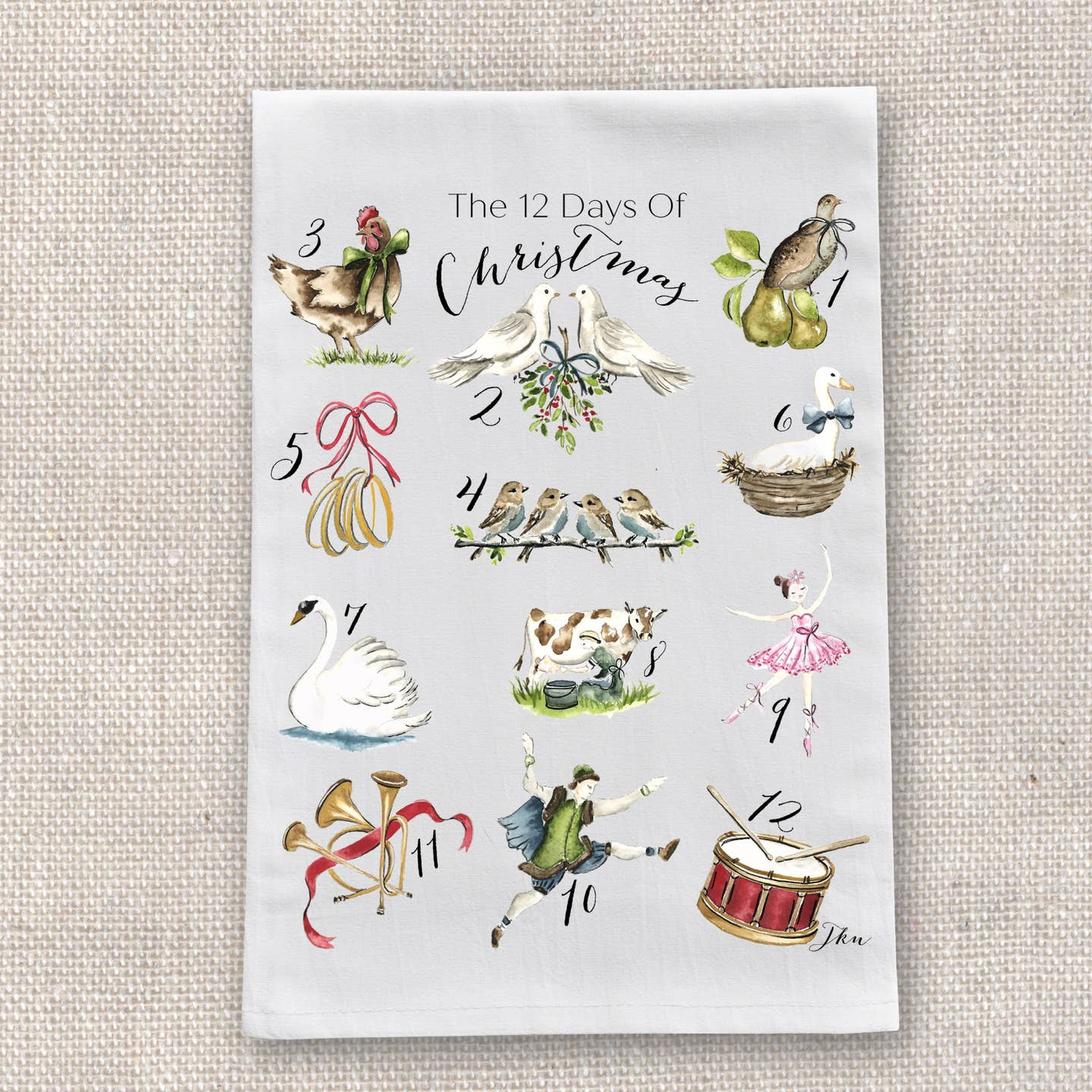 12 Days of Christmas Tea Towel