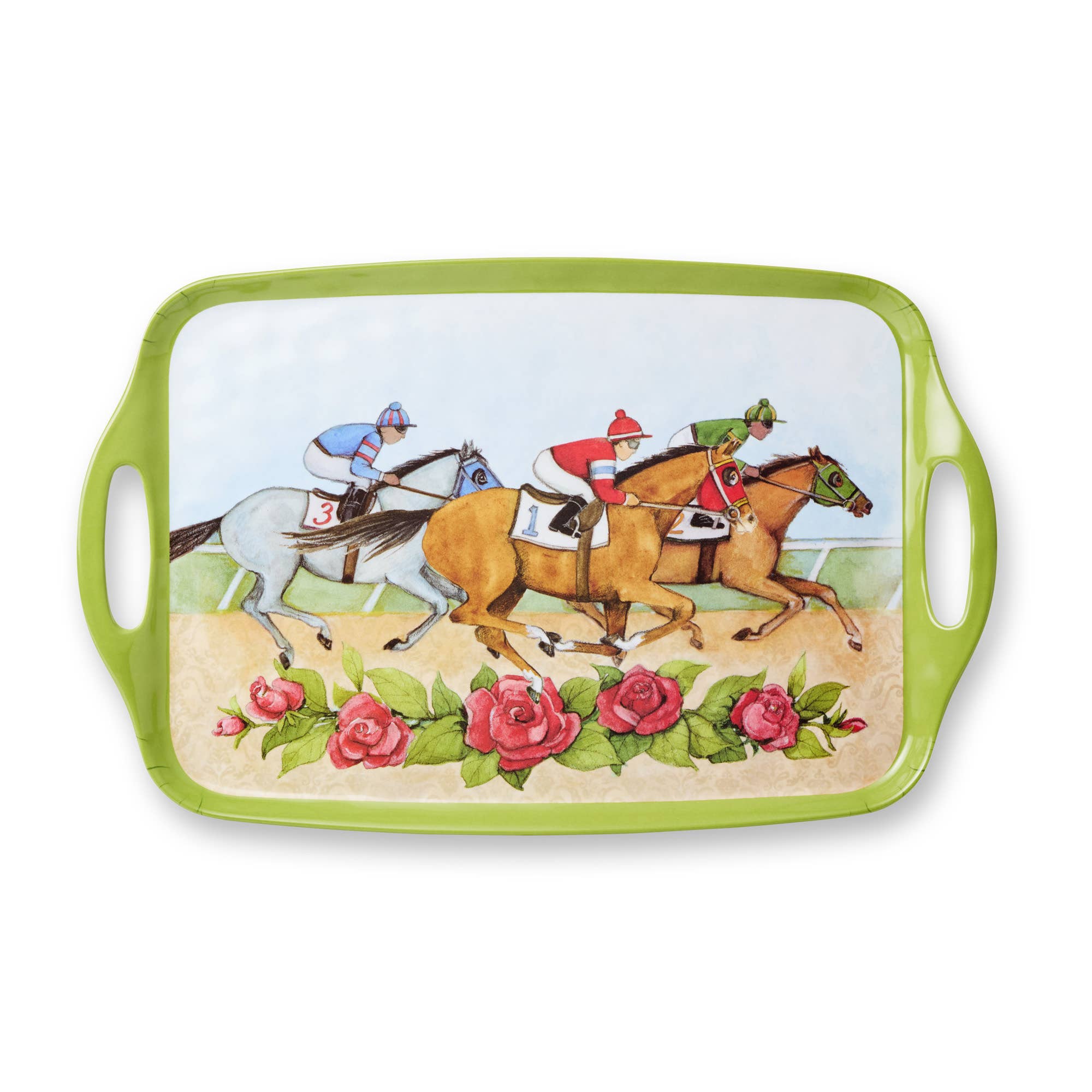 Day at the Races Melamine Rectangular Tray w/Handles 19 x 12