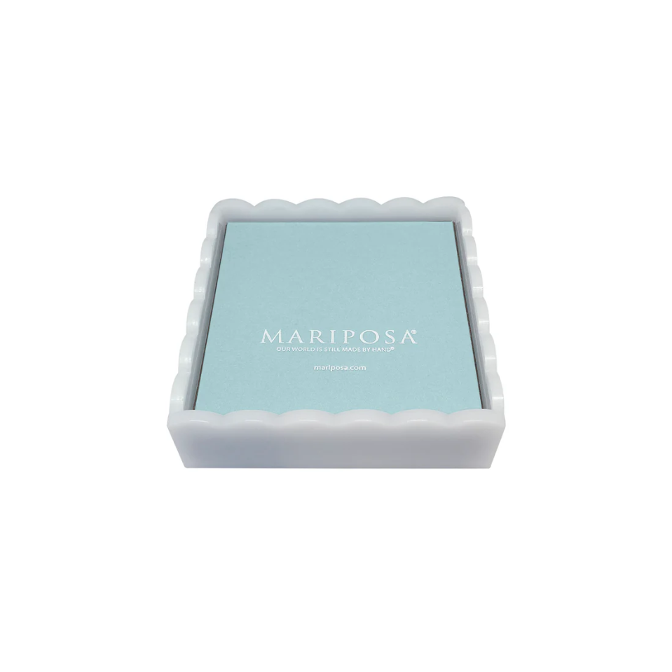 White Scalloped Napkin Box